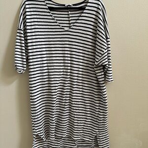 Zara Black and White Striped V-Neck dress